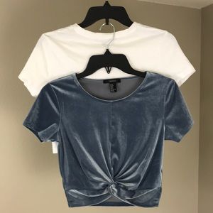 Two forever 21 crop tops with knots